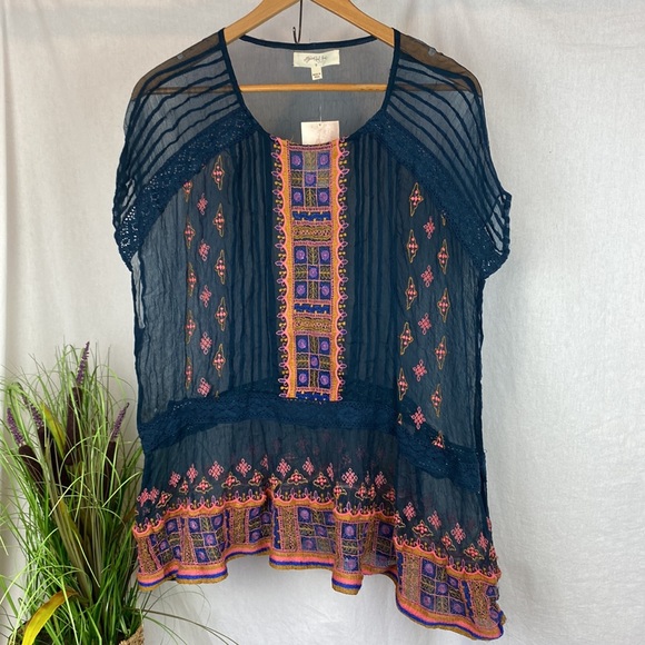 Embroidered Tunic Top By A Beautiful Soul NEW 18 20 Plus - Picture 2 of 9